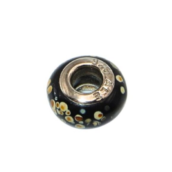 Pandora Rare! Klint -style Black with Multicolored Murano Glass & SS .925 Charm - Picture 4 of 6